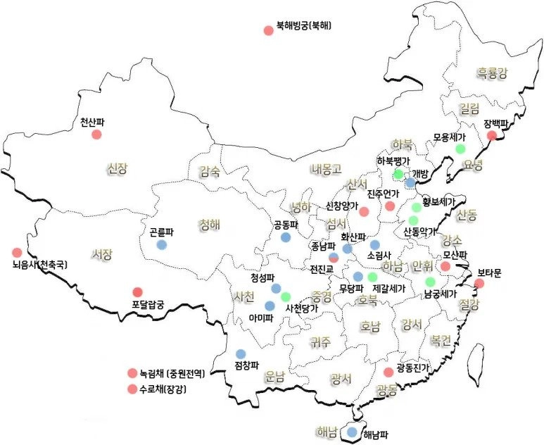 [기타] 중국무협소설에 등장하는 문파 지도