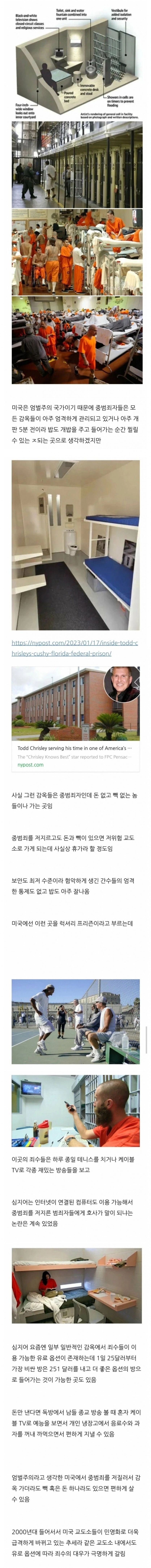 교도소 민영화로 돈만 내면 풍족한 생활이 가능한 미국 ㄷㄷㄷ 역시