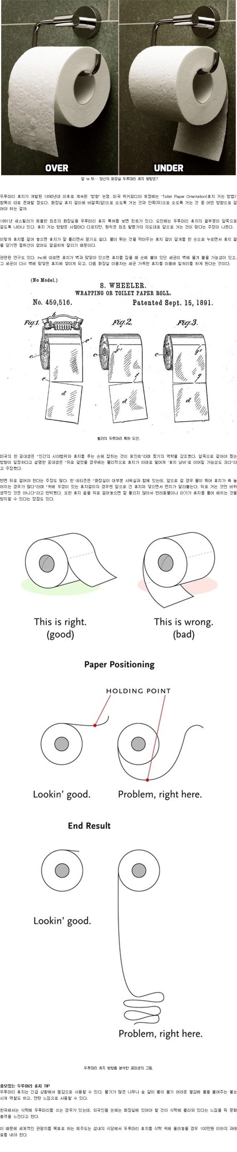 화장실판 찍먹 부먹. 앞 vs 뒤. 화장실 두루마리 휴지 방향 종지부.