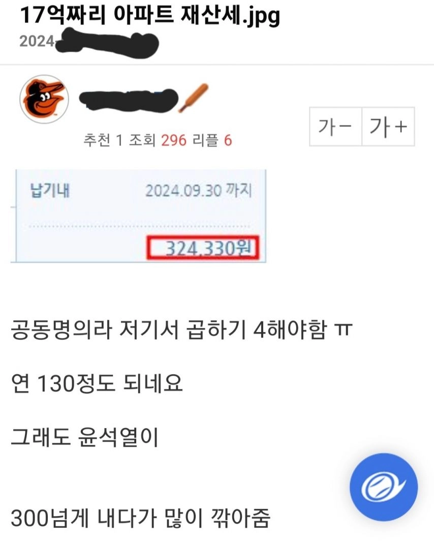 17억짜리 아파트 재산세